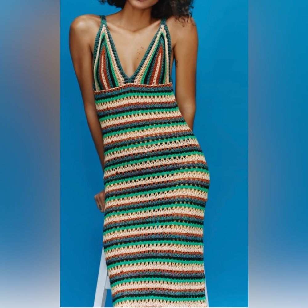 Zara Striped Crochet Dress